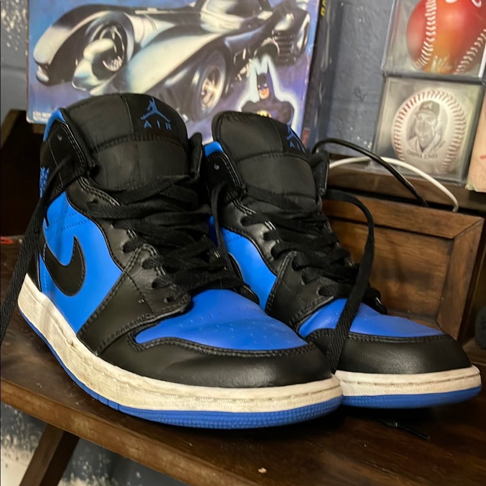 Air Jordan Black and Blue High-Top Sneakers